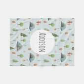 Boys Blue Forest Beer Camping Pattern Name Kinder Fleece Deken (Voorkant (Horizontaal))
