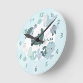 Boys Blue onder het Zee Ocean Animals & noem Kinde Ronde Klok (Hoek)