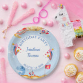 Boys Blue Outerspace Astronaut Birthday Party Papieren Bordje (Feest)