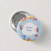 Boys Blue Outerspace Astronaut Birthday Party Ronde Button 3,2 Cm (Voorkant /achterkant)