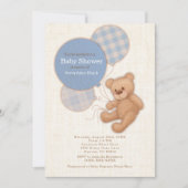 Boys Blue Pset Teddy Bear Baby shower Kaart (Voorkant)