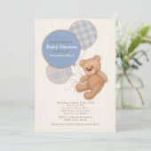 Boys Blue Pset Teddy Bear Baby shower Kaart (Staand voorkant)