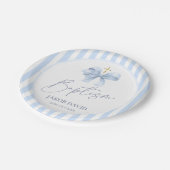 Boys Blue Stripe en Bow Doop Papier Bord (Gekanteld)