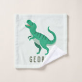 Boys Blue T-Rex Jungle Dinosaur Monogram Kids (Gant de toilette)