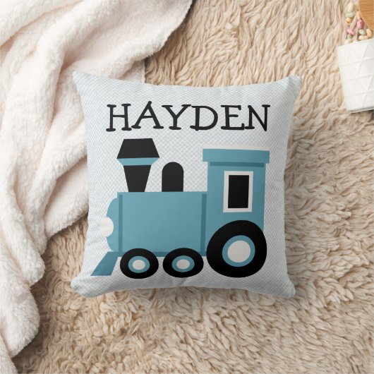 Boys Blue Train Pillow Kussen (Deken)