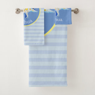 Boys Blue Watercolor Dinosaure and Name Kids