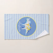 Boys Blue Waterverf Dinosaur en Name Kinder Bad Handdoek (Handdoek)