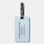 Boys Blue Waterverf Dinosaur en Name Kinder Bagagelabel (Achterkant verticaal)