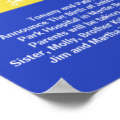 Boys Blue Yellow Keepsaké Photo Poster de naissanc (Coin)
