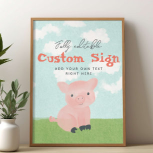 Boys Boerderij Animal Waterverf Custom Sign Poster