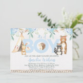 Boys Boho Woodland Baby shower Invitation (Debout devant)