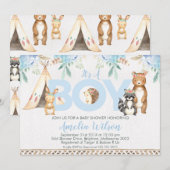 Boys Boho Woodland Baby shower Invitation (Devant / Derrière)