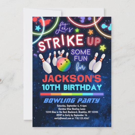 Boys Bowling Birthday Party Invitation (Devant)