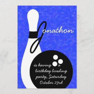 Boys Bowling Birthday Party Invitation Kaart