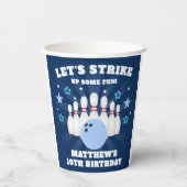 Boy's Bowling Strike Up Some Fun Verjaardag Papieren Bekers (Achterkant)