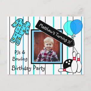 Boy's Bowling Theme Birthday Party Invitation