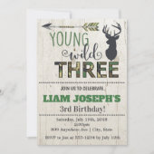 Boys Camo Deer Invitation pour le 3e anniversaire (Devant)