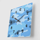 Boys camouflage bleu horloge murale (Angle)