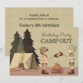 Boys Camp Out Birthday Party Kaart (Voorkant / Achterkant)