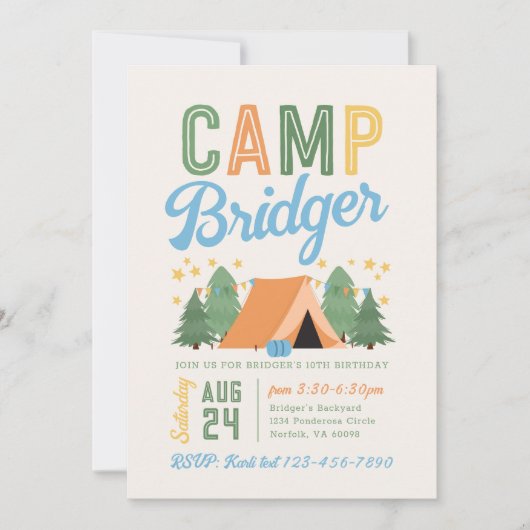 Boy's Camping Birthday Invitation (Devant)