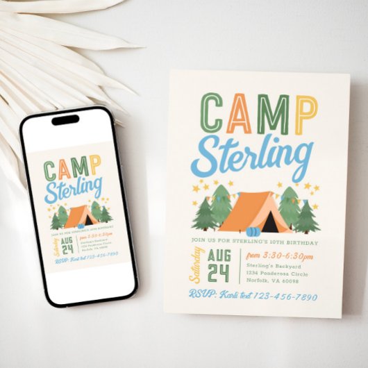 Boy's Camping Birthday Invitation