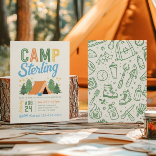 Boy's Camping Birthday Invitation