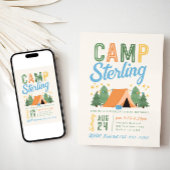 Boy's Camping Birthday Invitation Kaart