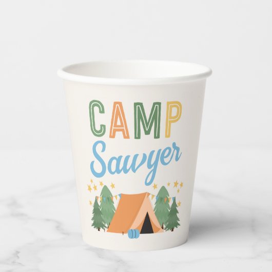 Boy's Camping Party Paper Cups Papieren Bekers (Voorkant)