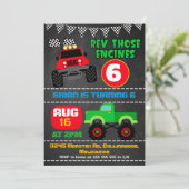 Boys chalkboard monster camions invitation anniver (Debout devant)