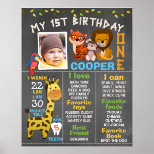 Boys Chalkboard Safari Poster van Mijlsteen