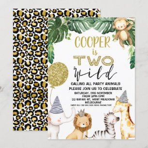 Boys Cheetah Safari 2 Wild Birthday Uitnodiging