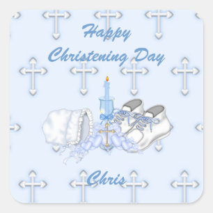 Boys Christening Wish Vierkante Sticker