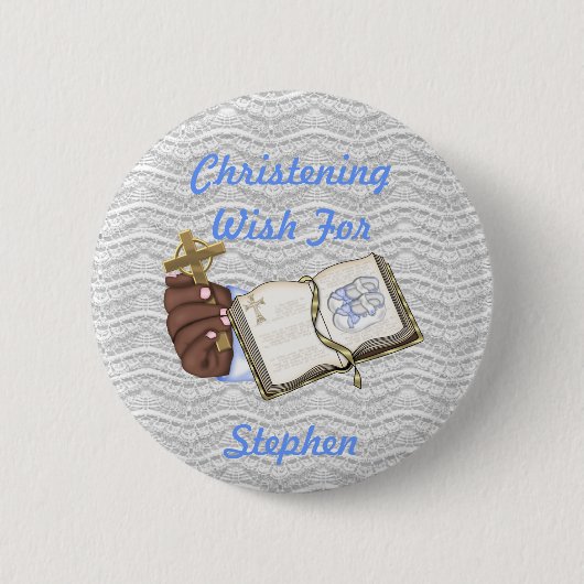 Boys Christenings Book Ronde Button 5,7 Cm (Voorkant)