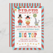 Boys Circus Anniversaire Fête Invitation (Devant / Derrière)
