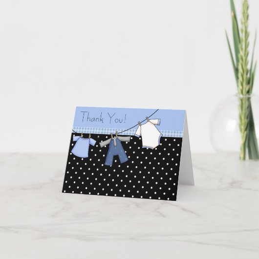 Boys Clothesline Baby shower Merci Cartes (Devant)