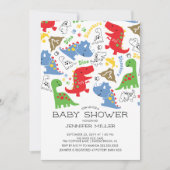Boys colorés Dinosaur Baby shower Invitation (Devant)