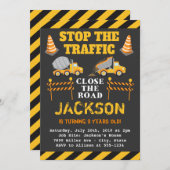 Boys Construction Anniversaire Fête Invitation (Devant / Derrière)