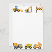 Boys Construction Birthday Party Theme Kaart (Achterkant)