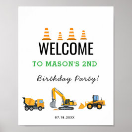 Boys Construction Birthday Party Theme Poster