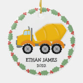 Boys Construction Cement Mixer Truck kerst Keramisch Ornament (Achterkant)