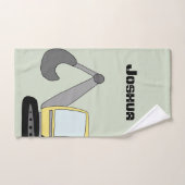 Boys Construction Digger Excavator et Name Kids (Serviette à main)