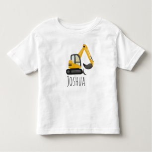 Boys Construction Zone Digger Excavator and Name Kinder Shirts