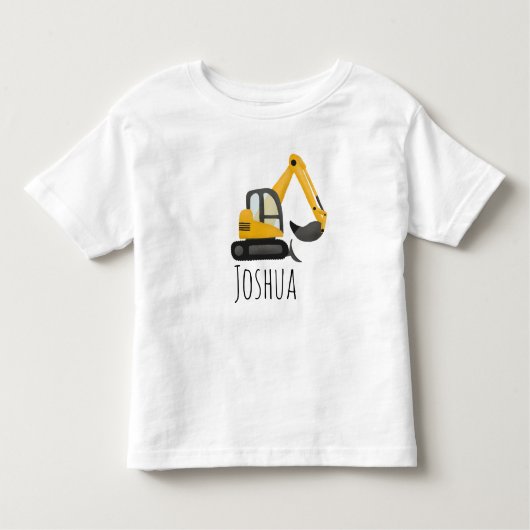 Boys Construction Zone Digger Excavator and Name Kinder Shirts (Voorkant)