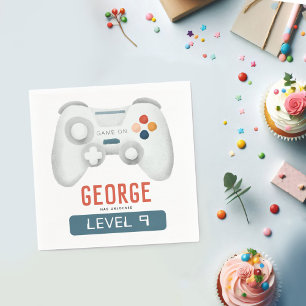 Boys Cool Blue Gaming Kinder 9e Verjaardag Servet