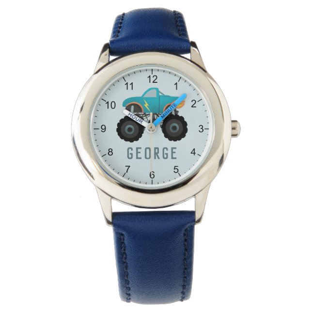 Boys Cool Blue Truck Kids Horloge (Voorkant)