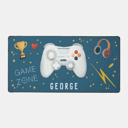 Boys Cool Blue Video Game Controller Kinder gaming Bureaumat (Voorkant)