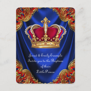 Boys Crown Prince Baptism Royal Blue Satin Kaart