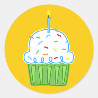 Boys Cupcakes Stickers Jaunes