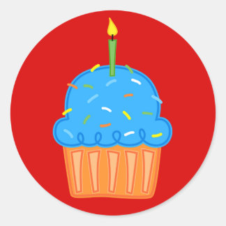 Boys Cupcakes Stickers rouges