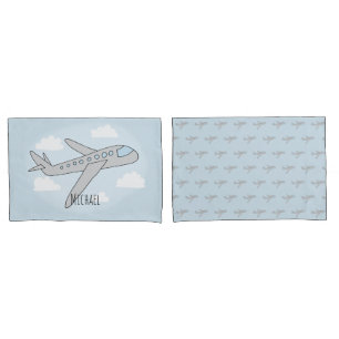 Boys Cute Airplane Travel met naam Kussensloop